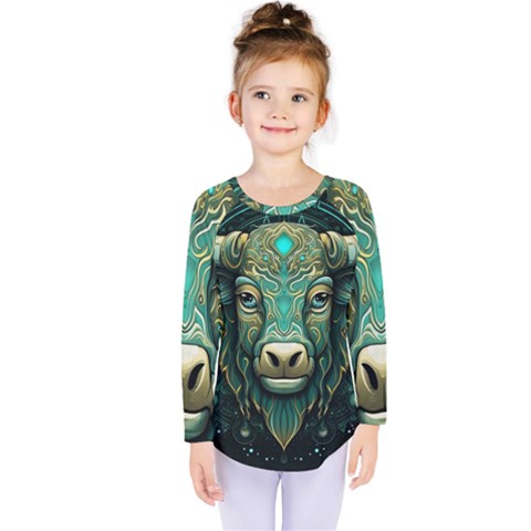 Bull Star Sign Kids  Long Sleeve Tee by Bangk1t