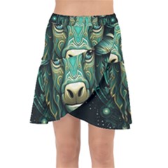 Bull Star Sign Wrap Front Skirt by Bangk1t