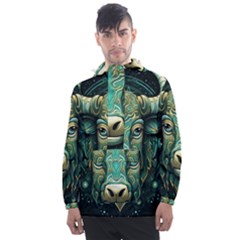 Bull Star Sign Men s Front Pocket Pullover Windbreaker by Bangk1t