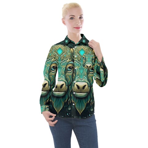 Bull Star Sign Women s Long Sleeve Pocket Shirt by Bangk1t