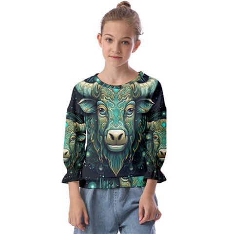 Bull Star Sign Kids  Cuff Sleeve Top by Bangk1t