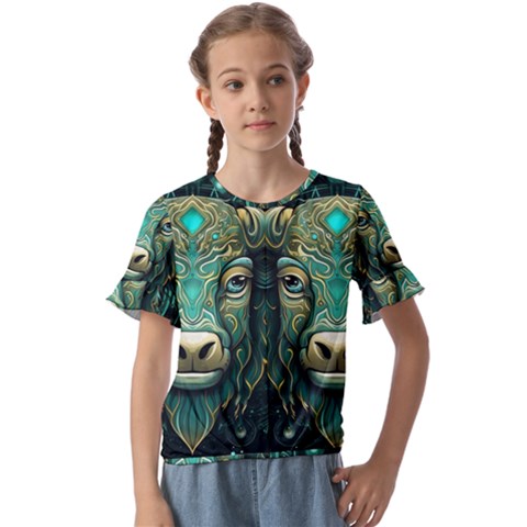 Bull Star Sign Kids  Cuff Sleeve Scrunch Bottom Tee by Bangk1t