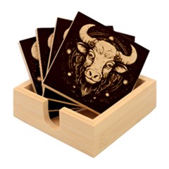 Bull Star Sign Bamboo Coaster Set