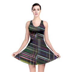 False Prismatic Black Background Reversible Skater Dress by Bangk1t