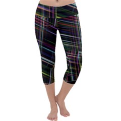 False Prismatic Black Background Capri Yoga Leggings by Bangk1t