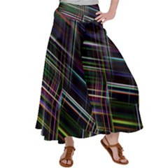 False Prismatic Black Background Women s Satin Palazzo Pants by Bangk1t