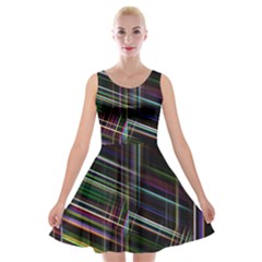 False Prismatic Black Background Velvet Skater Dress by Bangk1t