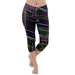 False Prismatic Black Background Lightweight Velour Capri Yoga Leggings by Bangk1t