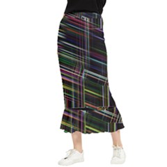 False Prismatic Black Background Maxi Fishtail Chiffon Skirt by Bangk1t