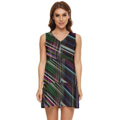 False Prismatic Black Background Tiered Sleeveless Mini Dress by Bangk1t