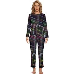 False Prismatic Black Background Womens  Long Sleeve Lightweight Pajamas Set