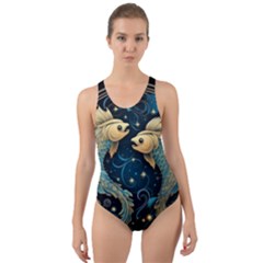 Fish Star Sign Cut-out Back One Piece Swimsuit by Bangk1t