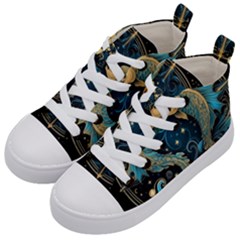 Fish Star Sign Kids  Mid-top Canvas Sneakers by Bangk1t