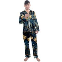 Fish Star Sign Men s Long Sleeve Satin Pajamas Set by Bangk1t