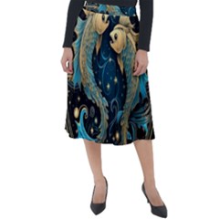 Fish Star Sign Classic Velour Midi Skirt  by Bangk1t