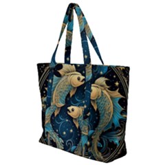 Fish Star Sign Zip Up Canvas Bag