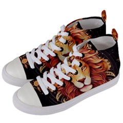 Lion Star Sign Astrology Horoscope Women s Mid-top Canvas Sneakers by Bangk1t