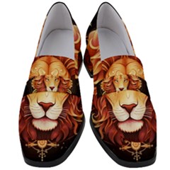 Lion Star Sign Astrology Horoscope Women s Chunky Heel Loafers by Bangk1t