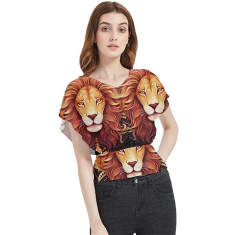 Lion Star Sign Astrology Horoscope Butterfly Chiffon Blouse by Bangk1t