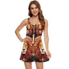 Lion Star Sign Astrology Horoscope Ruffle Edge Bra Cup Chiffon Mini Dress by Bangk1t