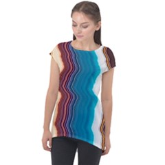 Line Vertical Lines Color Lines Cap Sleeve High Low Top by Bangk1t