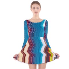 Line Vertical Lines Color Lines Long Sleeve Velvet Skater Dress by Bangk1t