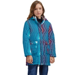 Line Vertical Lines Color Lines Kids  Hooded Longline Puffer Jacket by Bangk1t