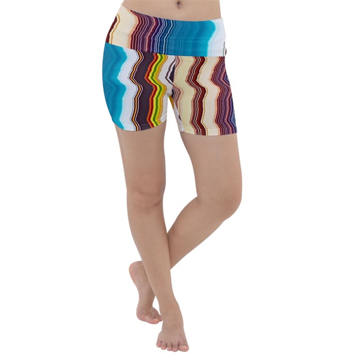 Line Vertical Lines Color Lines Lightweight Velour Yoga Shorts