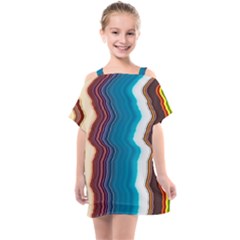 Line Vertical Lines Color Lines Kids  One Piece Chiffon Dress by Bangk1t