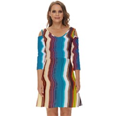 Line Vertical Lines Color Lines Shoulder Cut Out Zip Up Dress by Bangk1t