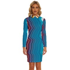 Line Vertical Lines Color Lines Long Sleeve Shirt Collar Bodycon Dress by Bangk1t