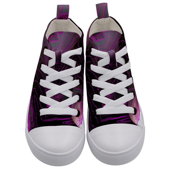 Pink Storm Pink Lightning Kids  Mid-Top Canvas Sneakers