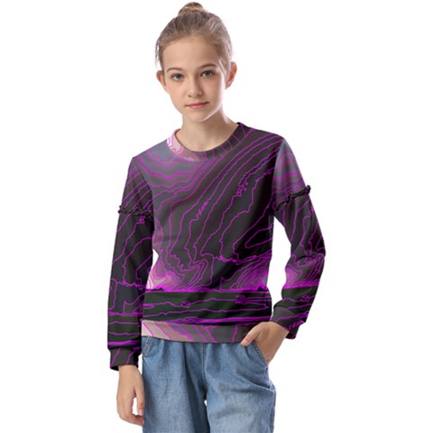 Pink Storm Pink Lightning Kids  Long Sleeve Tee With Frill  by Bangk1t