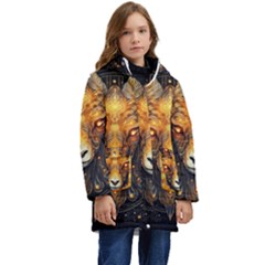 Aries Star Sign Kids  Hooded Longline Puffer Jacket by Bangk1t