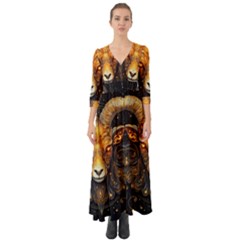 Aries Star Sign Button Up Boho Maxi Dress by Bangk1t