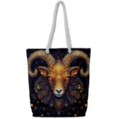 Aries Star Sign Full Print Rope Handle Tote (small) by Bangk1t