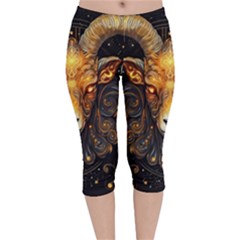 Aries Star Sign Velvet Capri Leggings  by Bangk1t