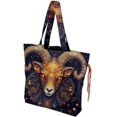 Aries Star Sign Drawstring Tote Bag by Bangk1t