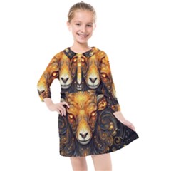 Aries Star Sign Kids  Quarter Sleeve Shirt Dress by Bangk1t