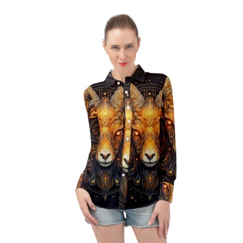 Aries Star Sign Long Sleeve Chiffon Shirt by Bangk1t