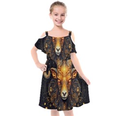 Aries Star Sign Kids  Cut Out Shoulders Chiffon Dress by Bangk1t