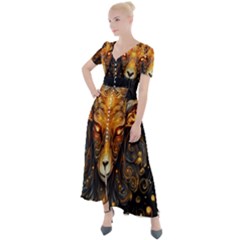 Aries Star Sign Button Up Short Sleeve Maxi Dress by Bangk1t