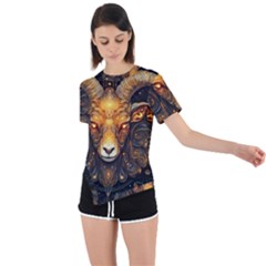 Aries Star Sign Asymmetrical Short Sleeve Sports Tee by Bangk1t