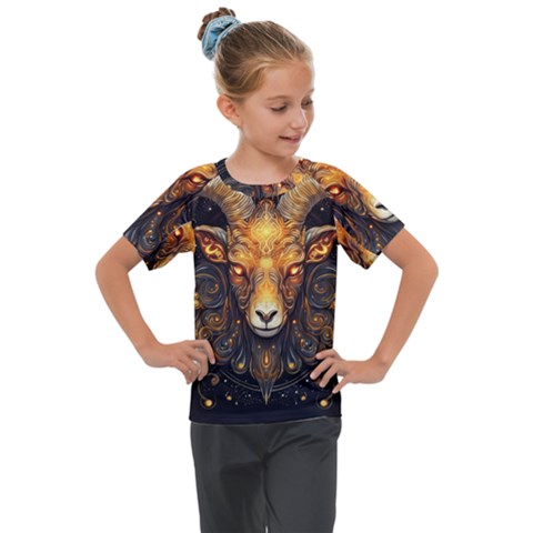 Aries Star Sign Kids  Mesh Piece Tee by Bangk1t