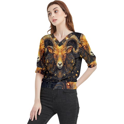 Aries Star Sign Quarter Sleeve Blouse by Bangk1t