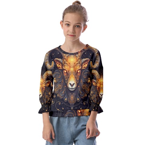 Aries Star Sign Kids  Cuff Sleeve Top by Bangk1t