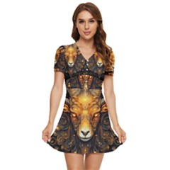 Aries Star Sign V-neck High Waist Chiffon Mini Dress by Bangk1t