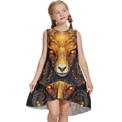 Aries Star Sign Kids  Frill Swing Dress by Bangk1t