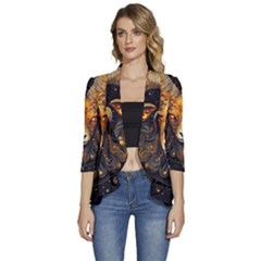 Aries Star Sign Women s 3/4 Sleeve Ruffle Edge Open Front Jacket by Bangk1t