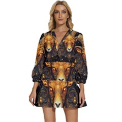 Aries Star Sign V-neck Placket Mini Dress by Bangk1t